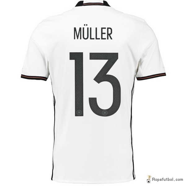 Camiseta Alemania Muller Replica Primera Ropa 2016 Blanco